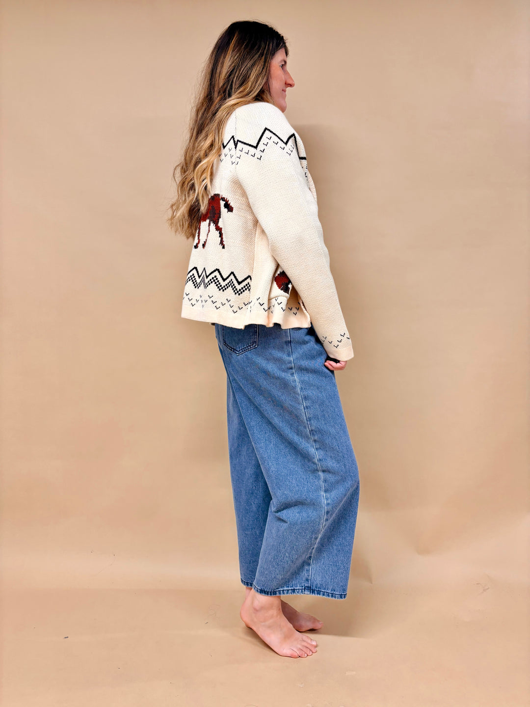 Dani Western Horse Print Cardigan Sweater