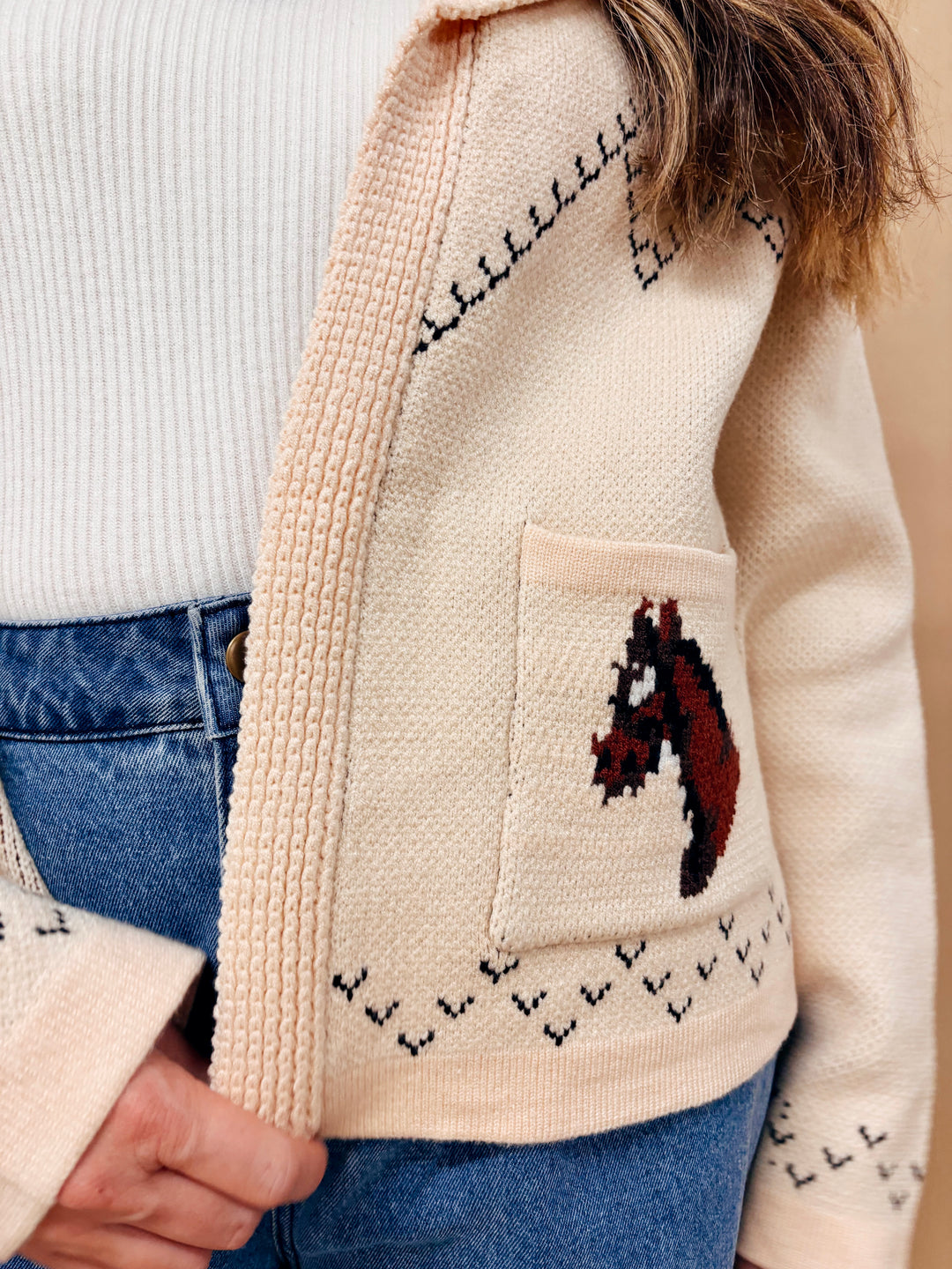 Dani Western Horse Print Cardigan Sweater