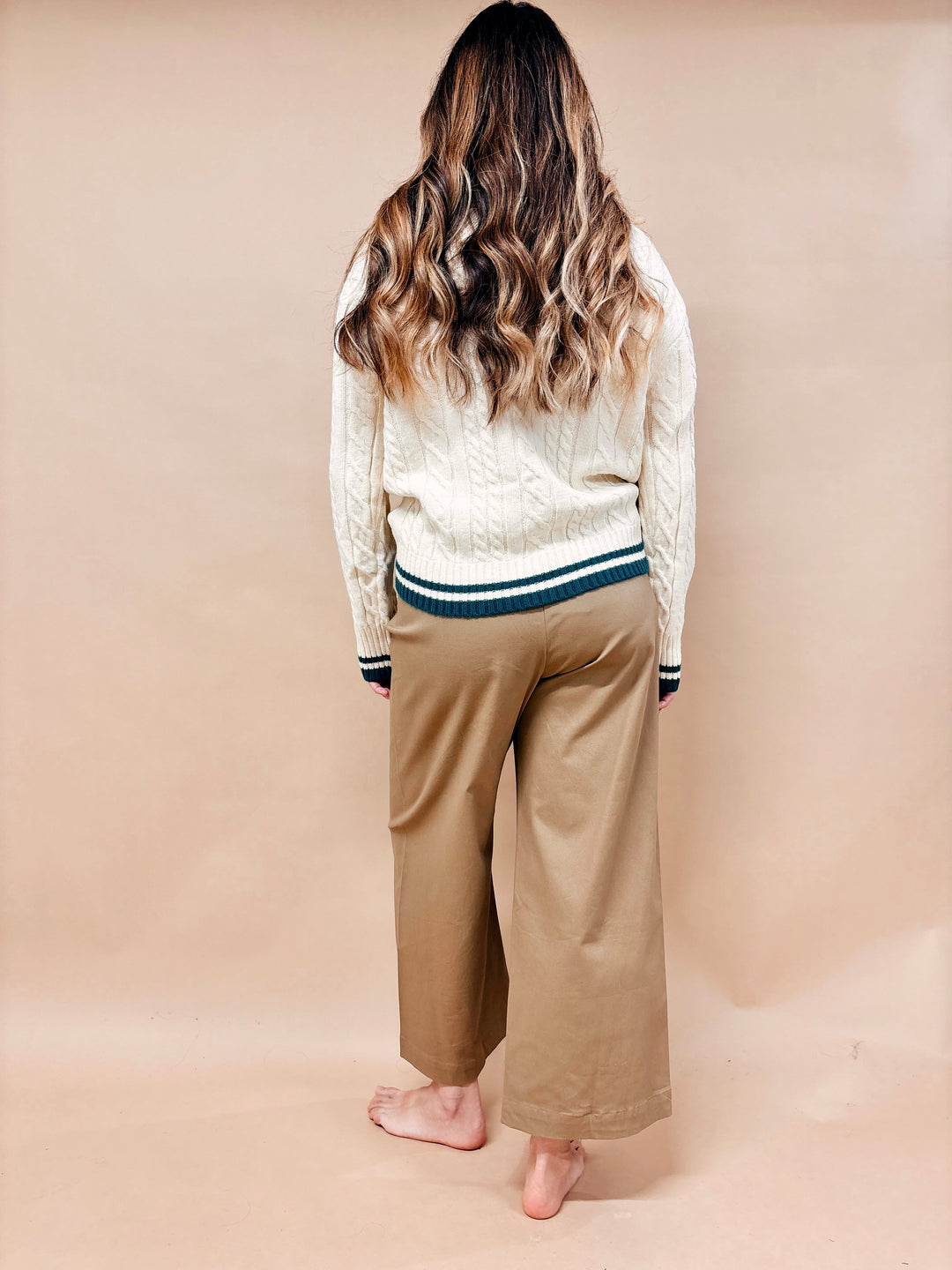 Giselle Cable Knit Wide Collared Polo Sweater