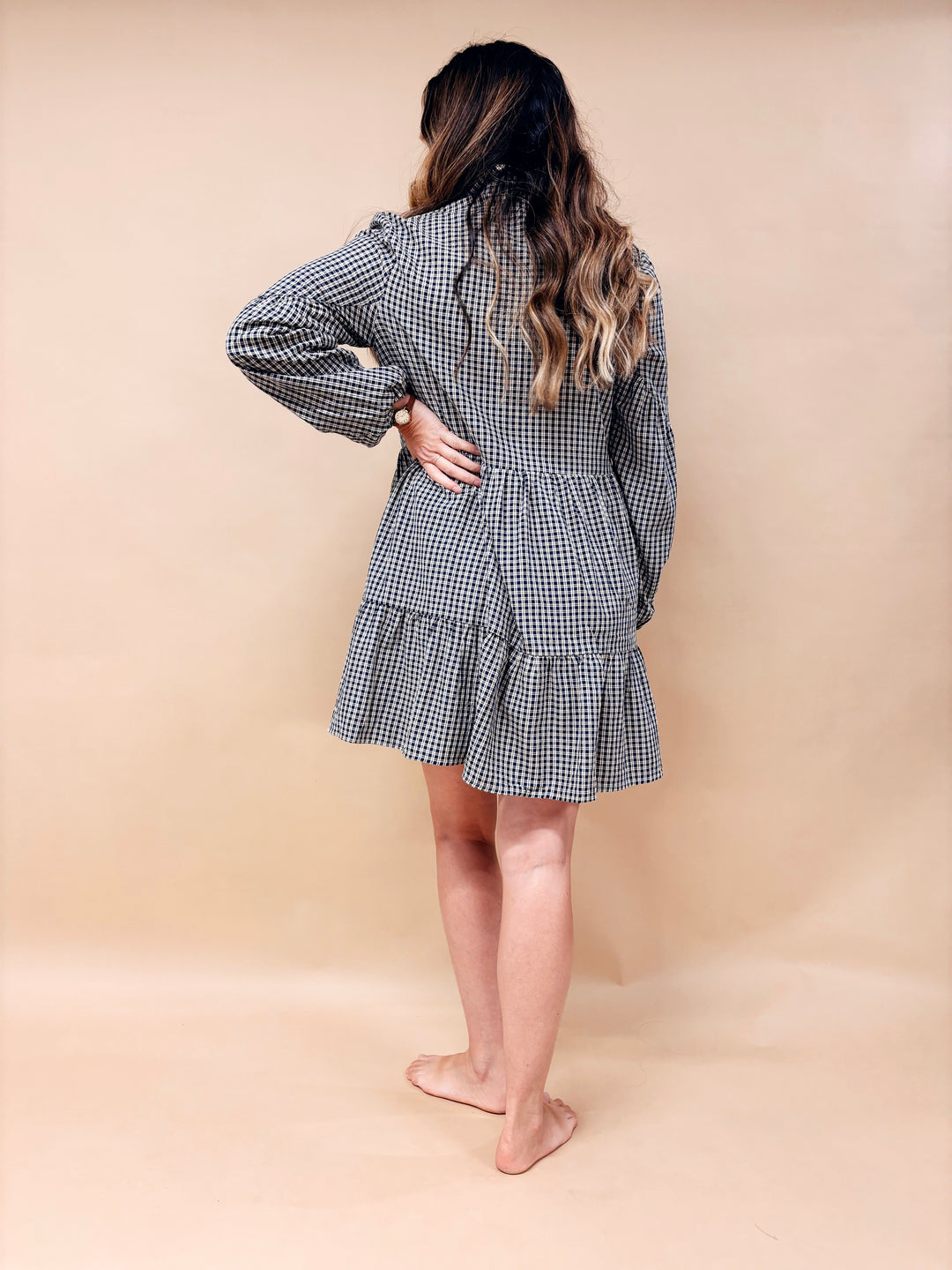 Elodie Tiered Plaid Mini Dress