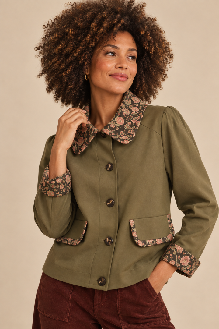 Lilah Contrast Floral Utility Jacket