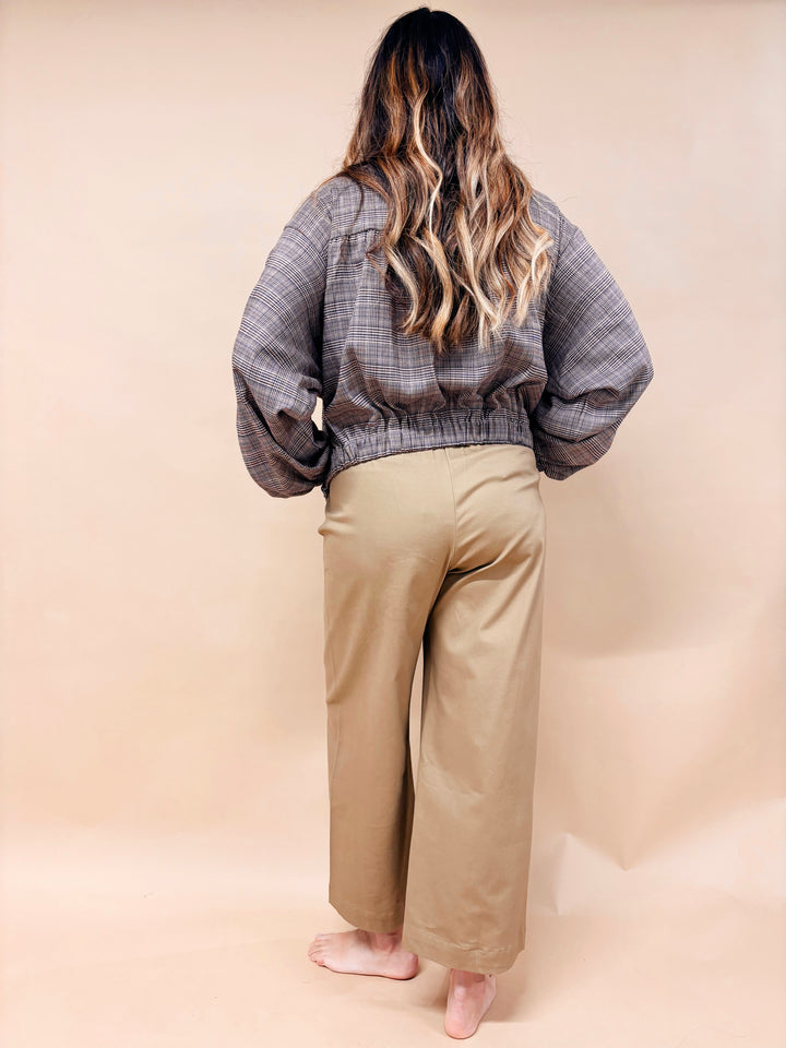 Isabelle Houndstooth Plaid Balloon Sleeve Jacket