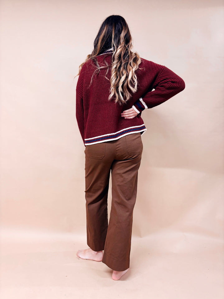 Adele Varsity Trim Cardigan Sweater