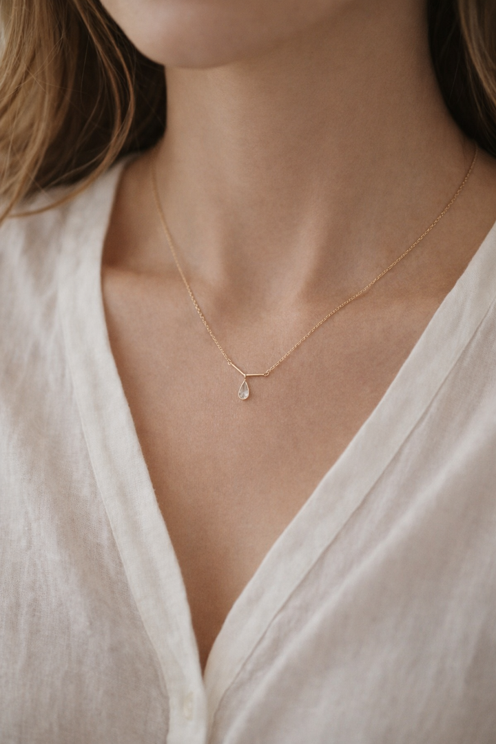 Harper Diamond Teardrop Necklace