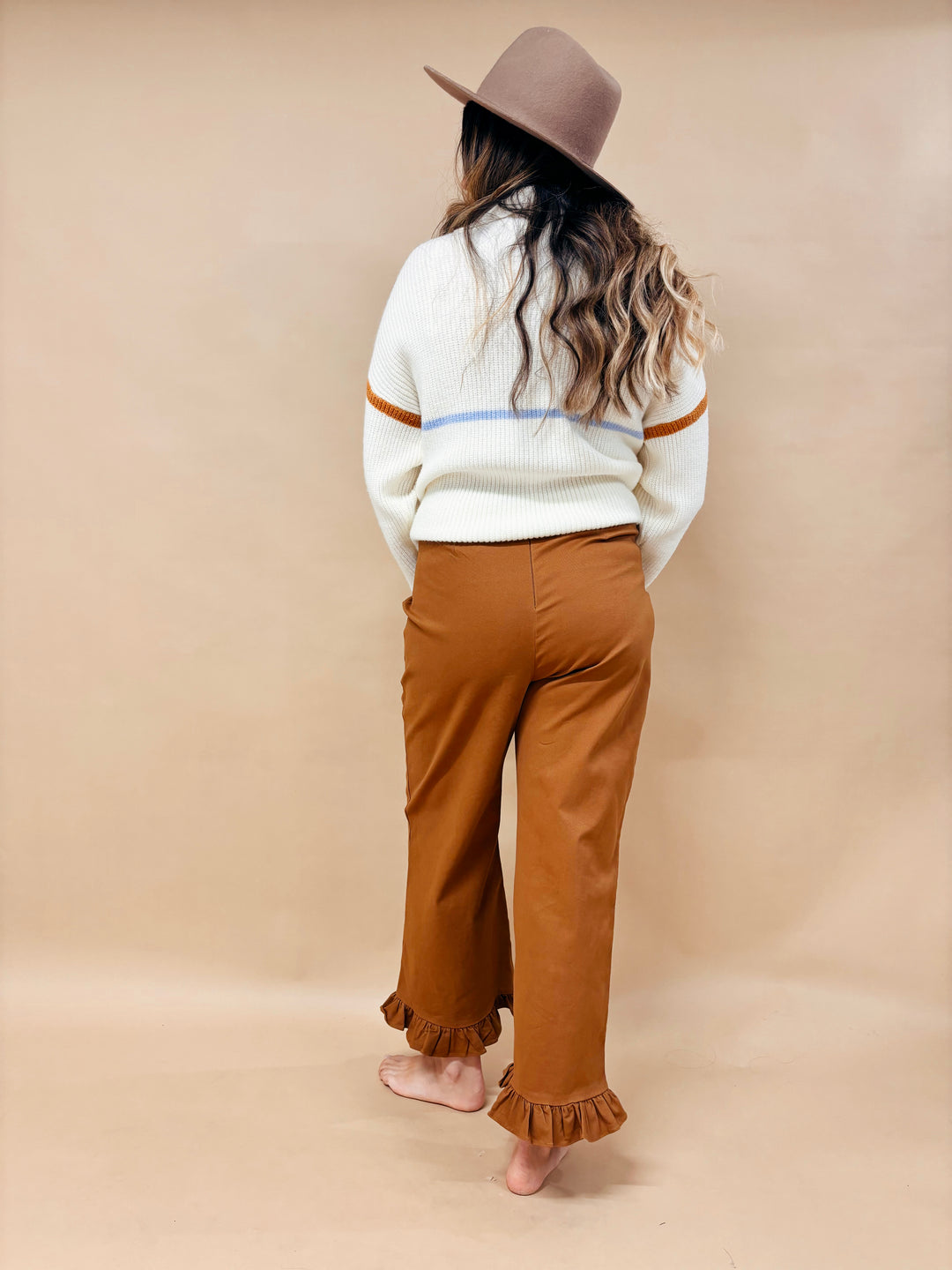 Hannah Multi Colored Hem Half Zip Sweater