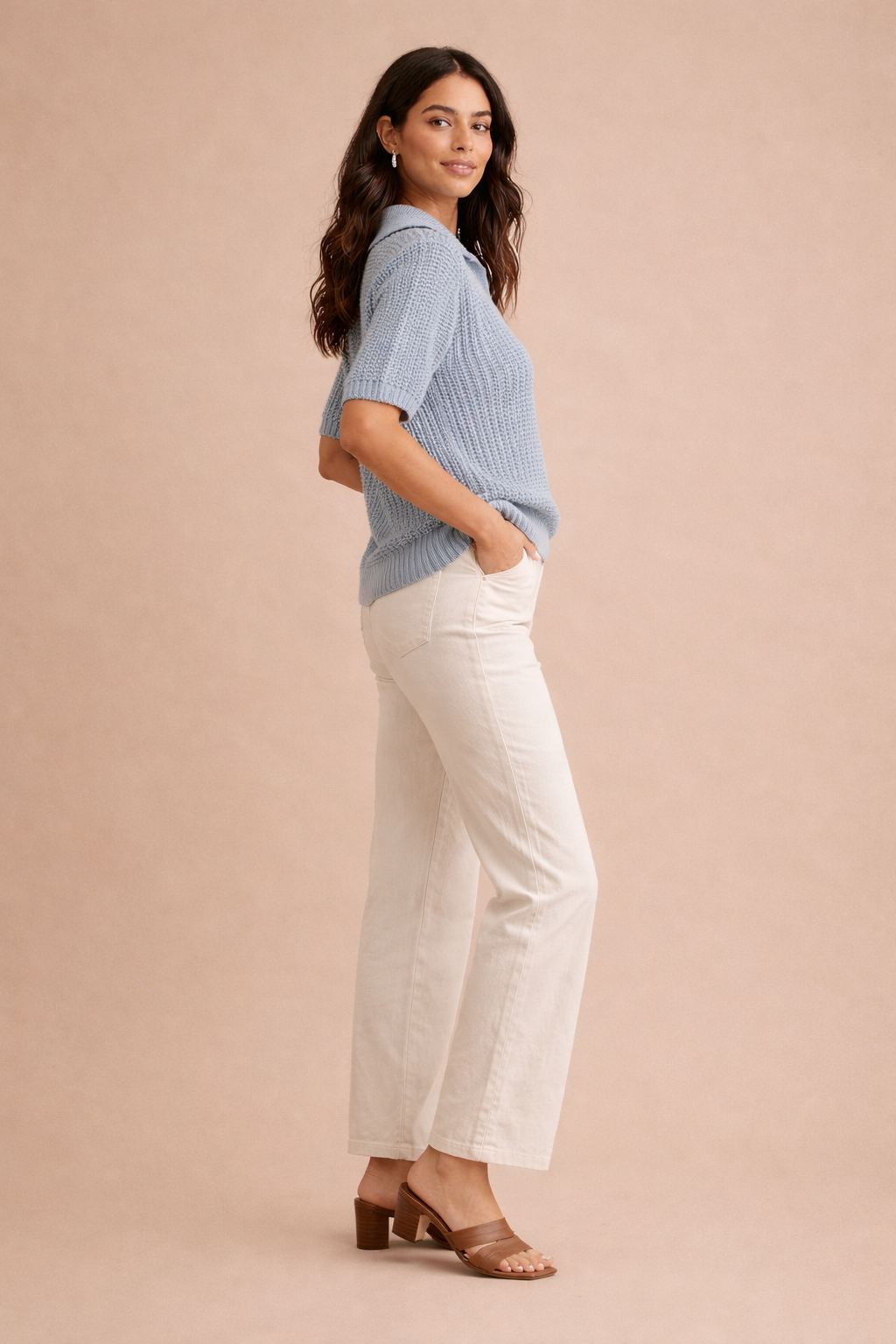 Keira Collared Short Sleeve Knit Top