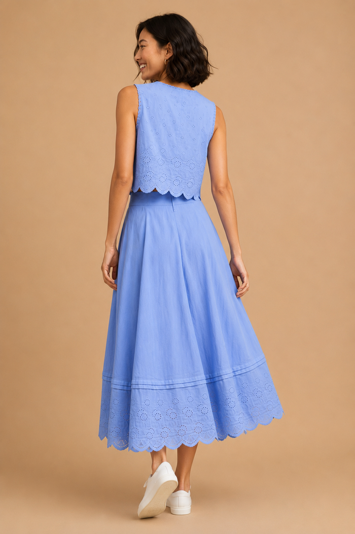 Eloise Eyelet Embroidered Tie Front Crop Top