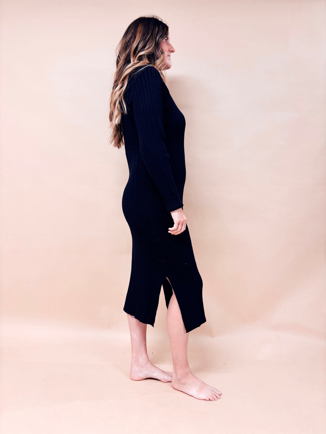 Chloe Ribbed Turtleneck Sweater Dress