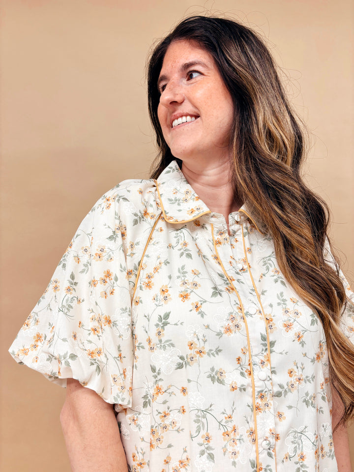 Reagan Floral Bubble Sleeve Dress