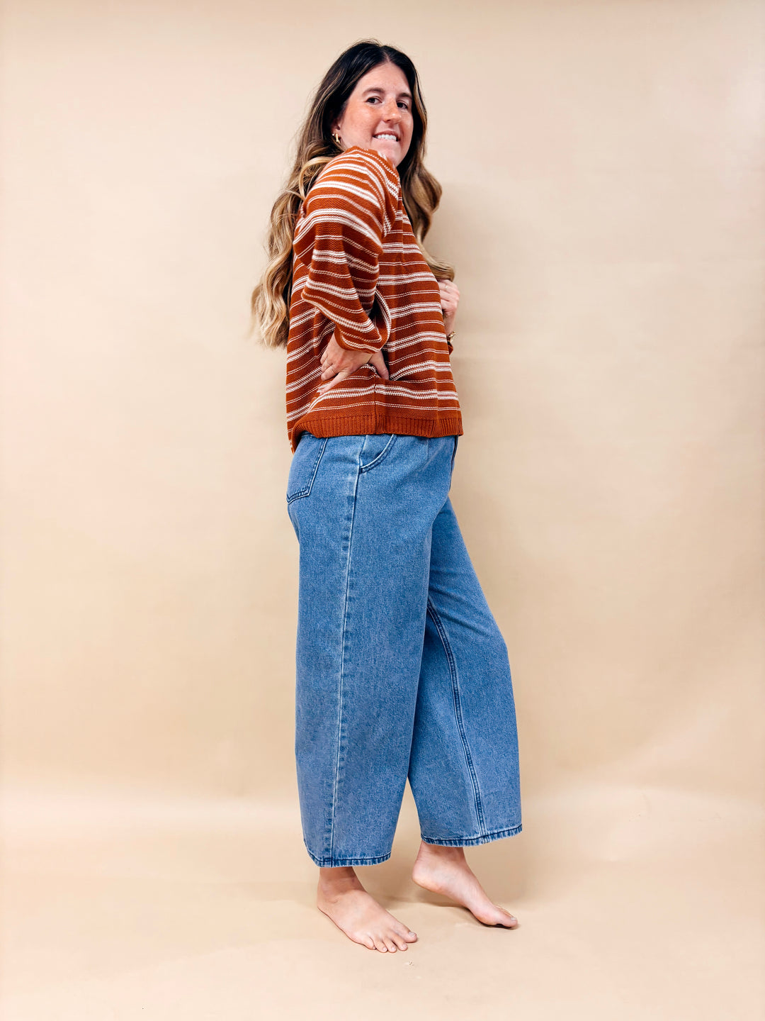 Nora Multi Striped V-Neck Sweater