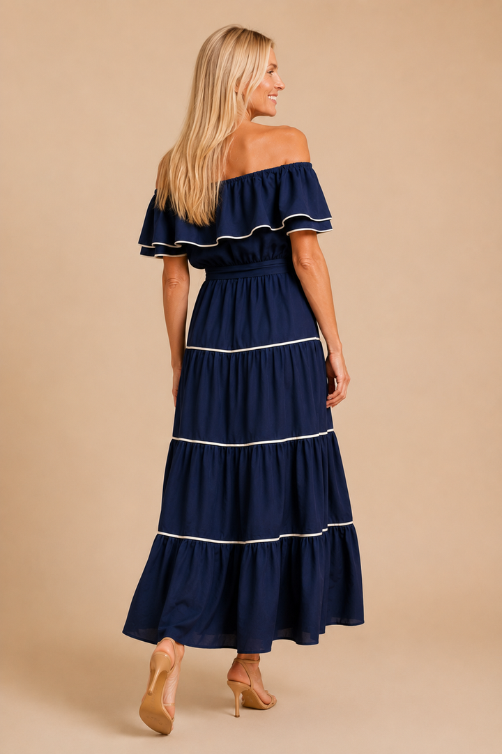 Arabella Tiered Off The Shoulder Midi Dress