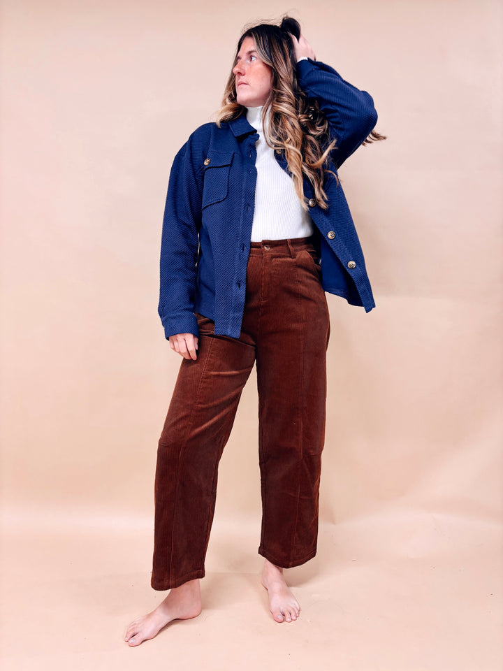 Marigold Textured Weave Button Down Shacket