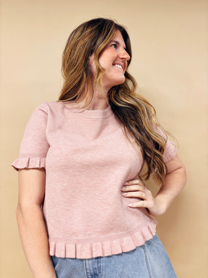 Elowen Frill Detailed Short Sleeve Sweater Top