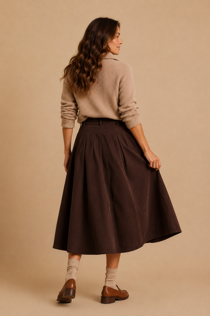 Delilah Corduroy Button Front Midi Skirt