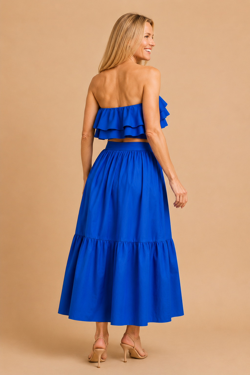 Genevieve Tiered A-Line Midi Skirt