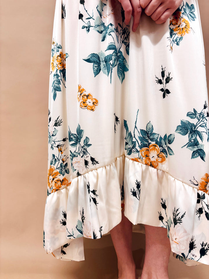 Gretta Floral Bubble Hem Midi Skirt