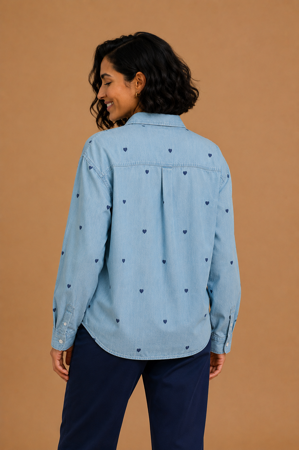 Bianca Heart Embroidered Denim Shirt