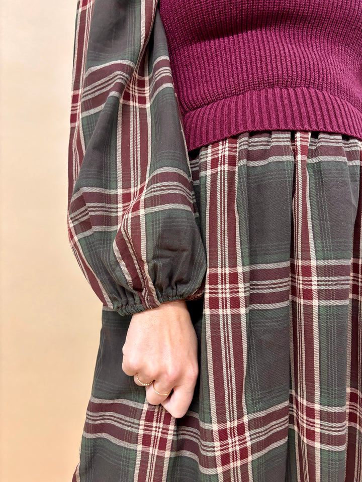 Clara Mixed Media Plaid Dress