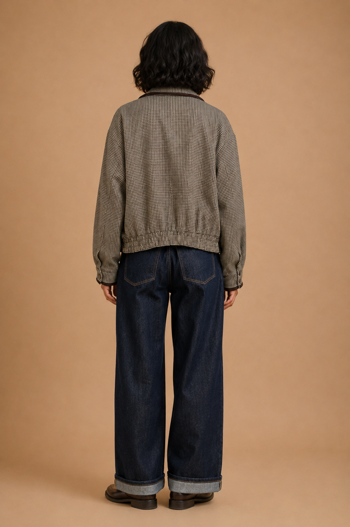 Carys Checked Bomber Jacket With Contrast Detail