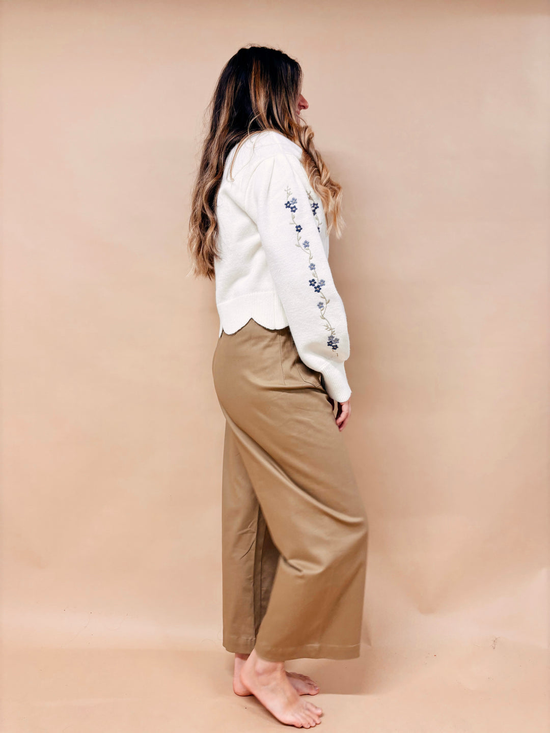 Isla Scalloped Floral Embroidered Sweater