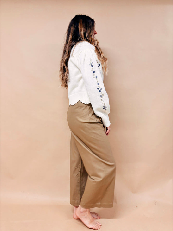 Isla Scalloped Floral Embroidered Sweater