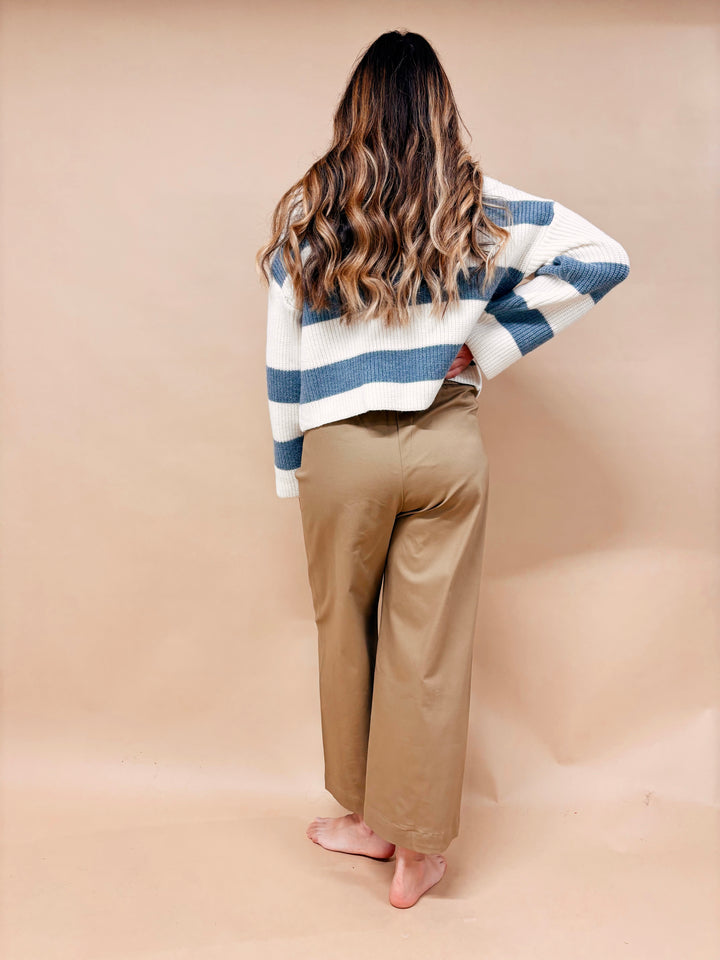 Clara Striped Drop Shoulder Collared Sweater