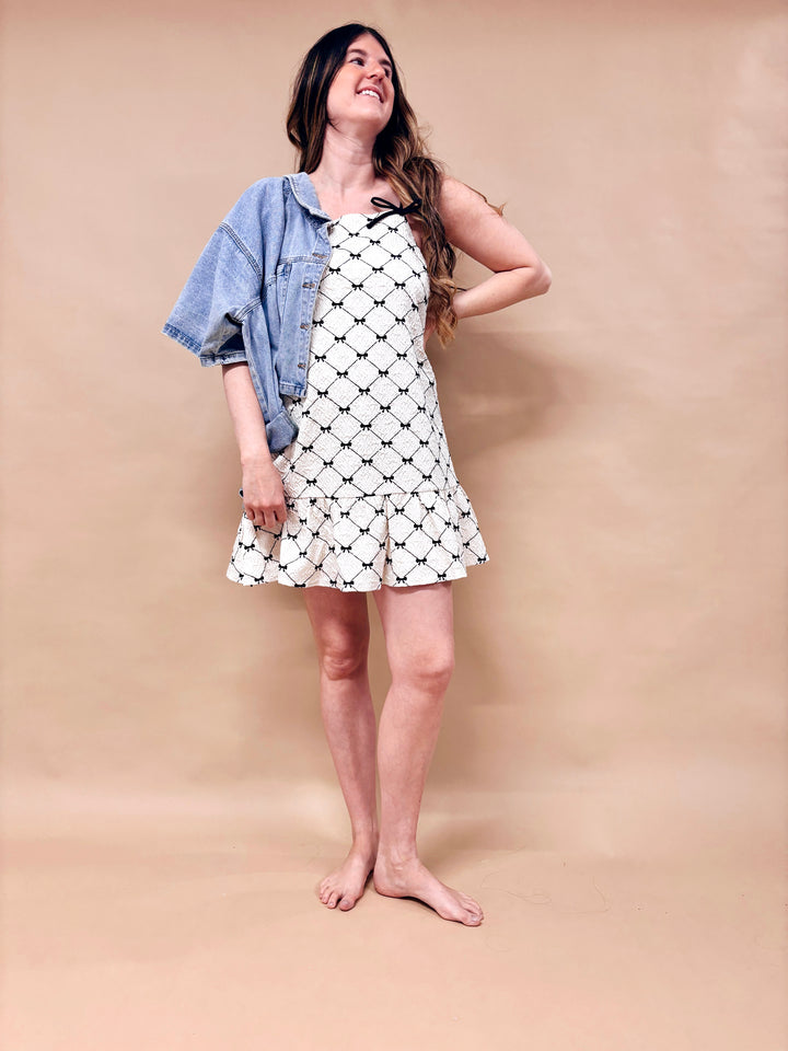 Max Ribbon Print Mini Dress