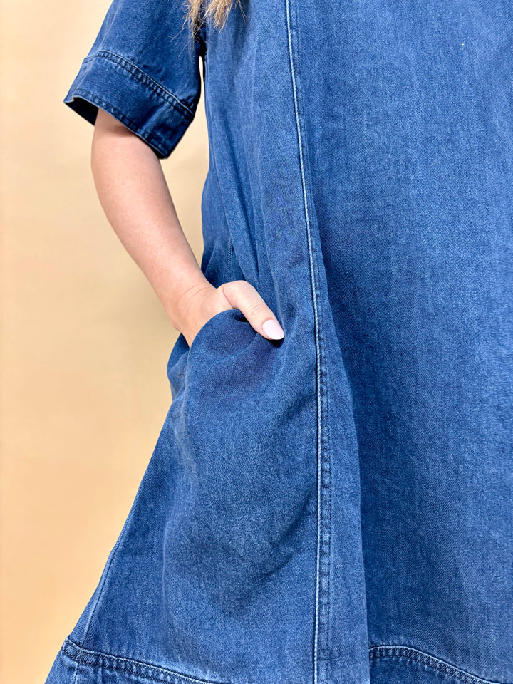 Candace Lyocell Denim Short Sleeve A-Line Dress