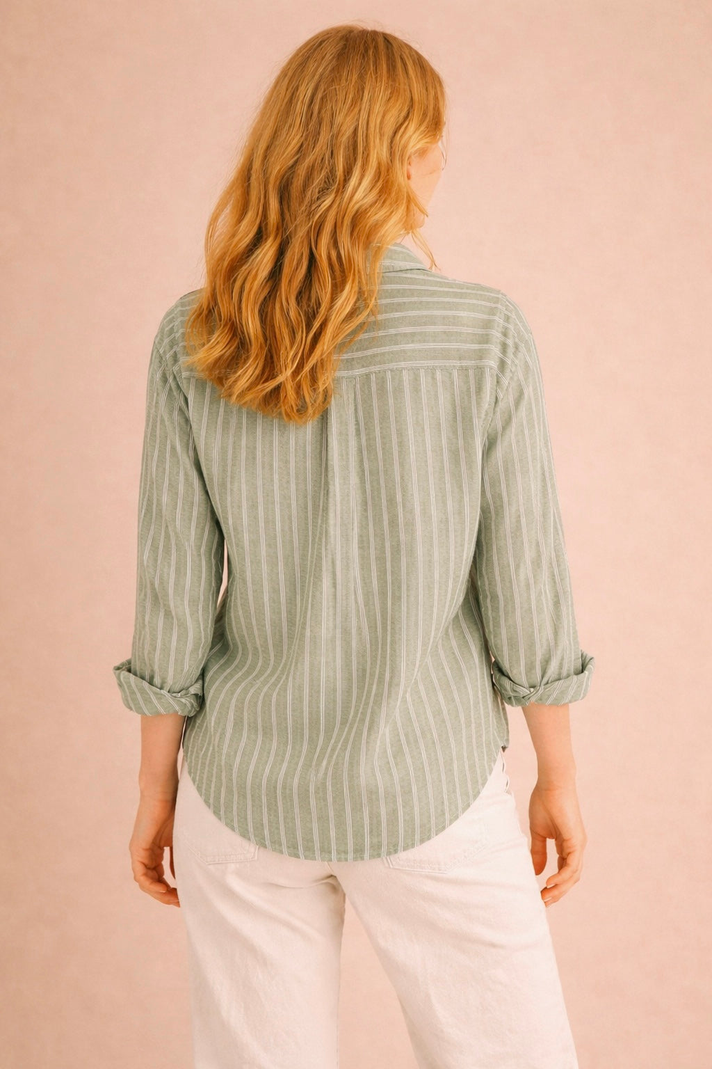Brielle Striped Button-Up Linen Blend Shirt