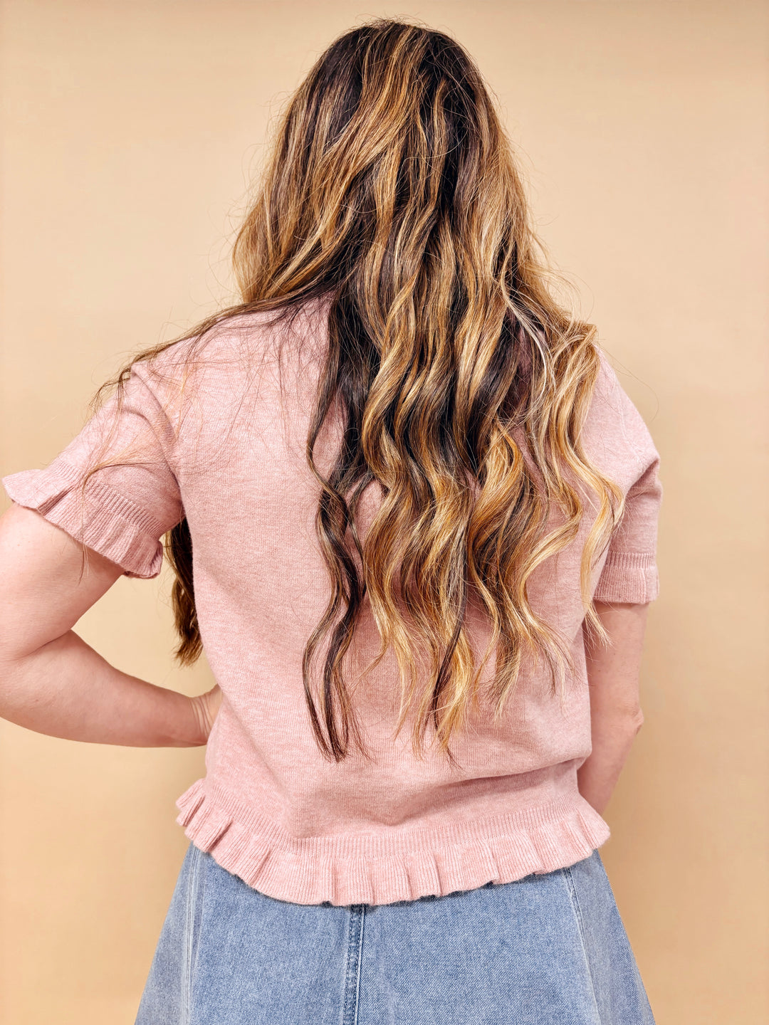 Elowen Frill Detailed Short Sleeve Sweater Top