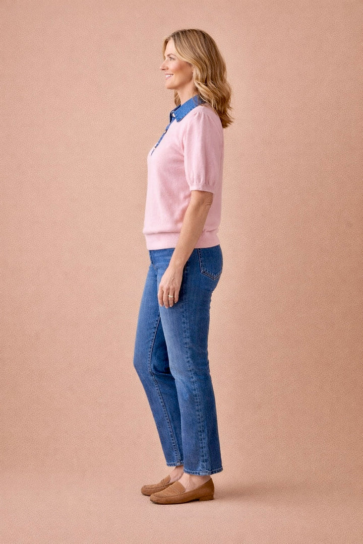 Brooke Park Avenue Denim Collar Sweater Polo