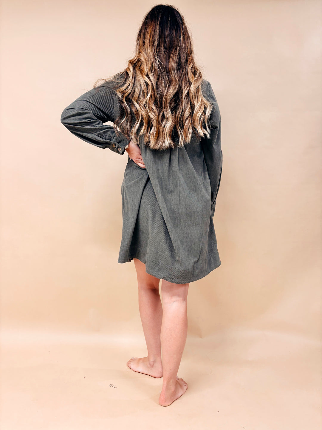 Juliette Corduroy Pintucked Mini Dress