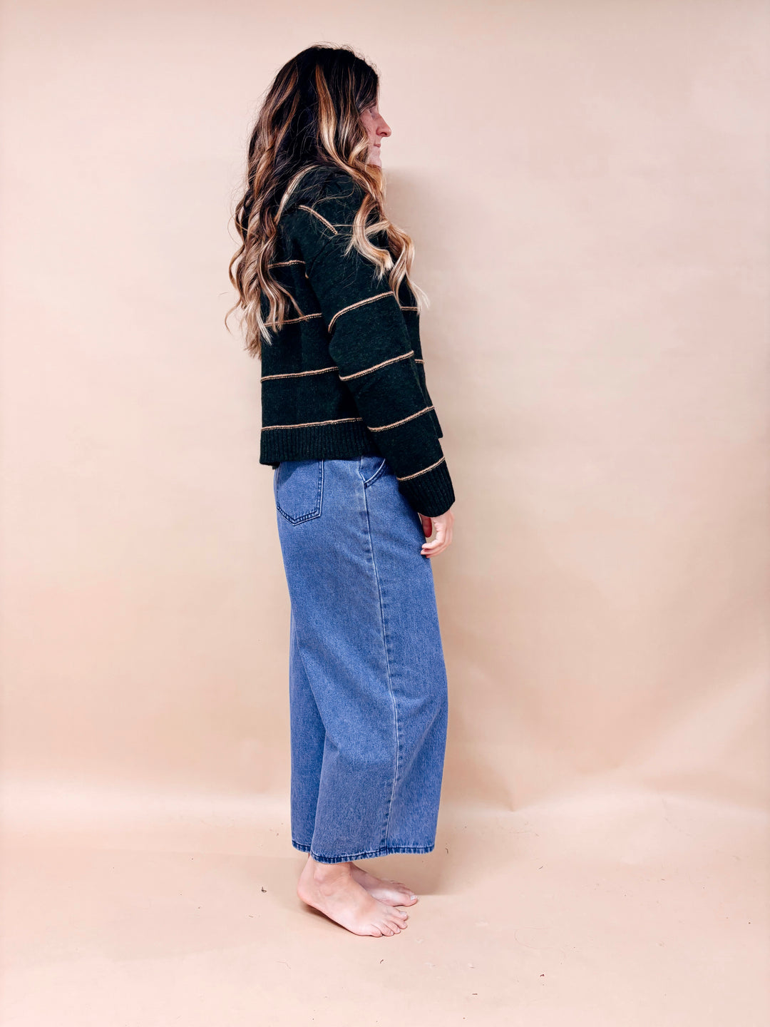 Renee Striped Button Down Collared Cardigan Sweater