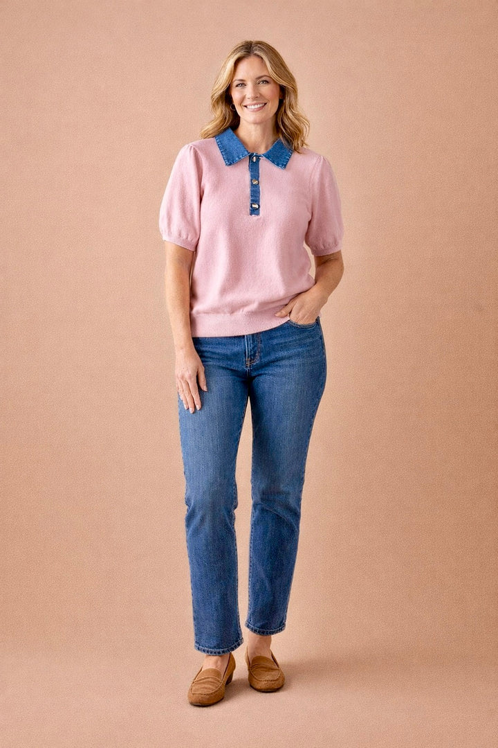 Brooke Park Avenue Denim Collar Sweater Polo