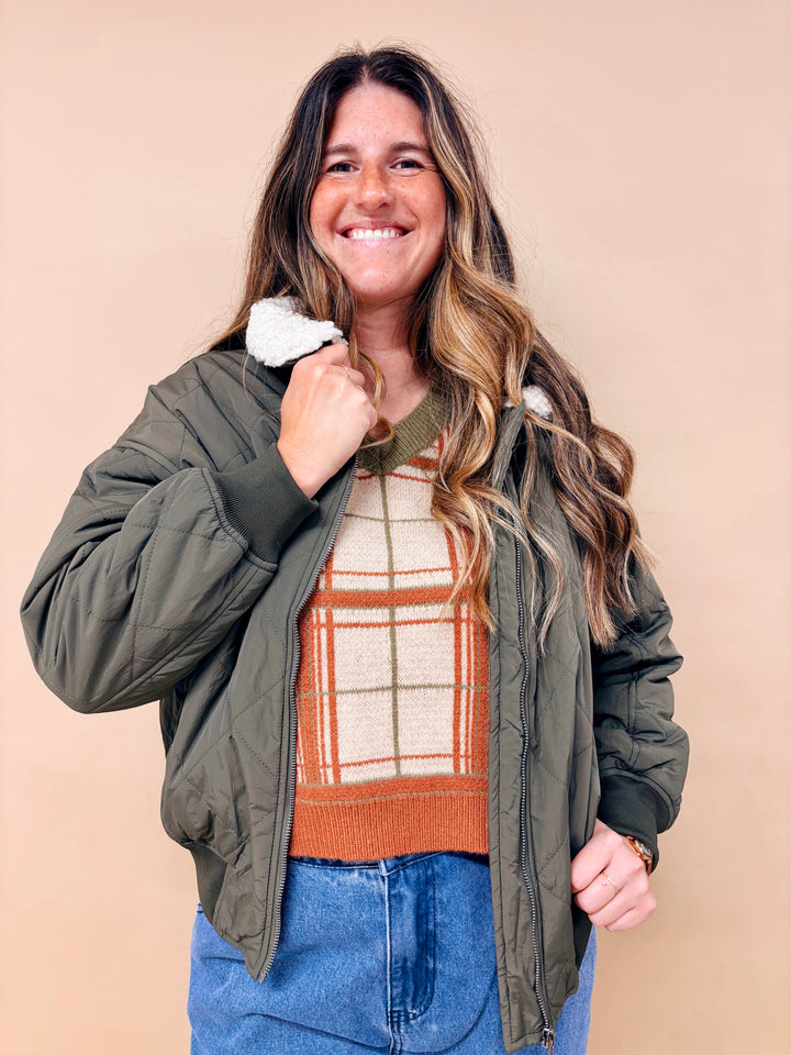 Sabine Quilted Fleece Collar Jacket