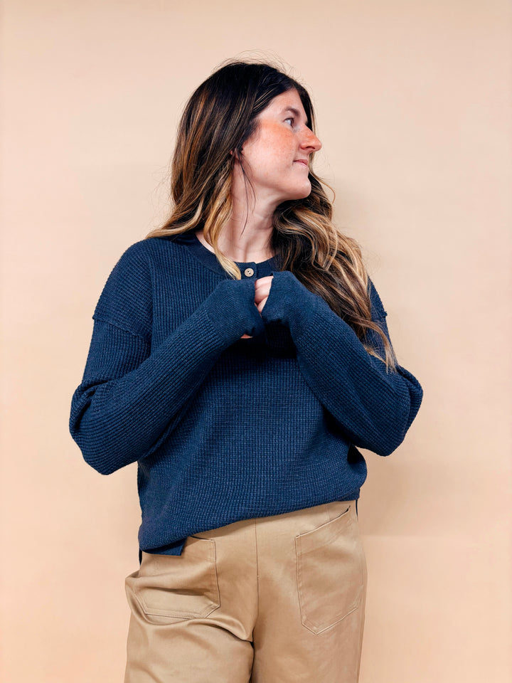 Scout Waffle Knit Henley Sweater