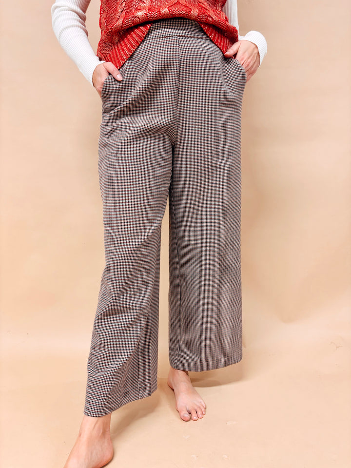 Amara Houndstooth Wide Leg Pant
