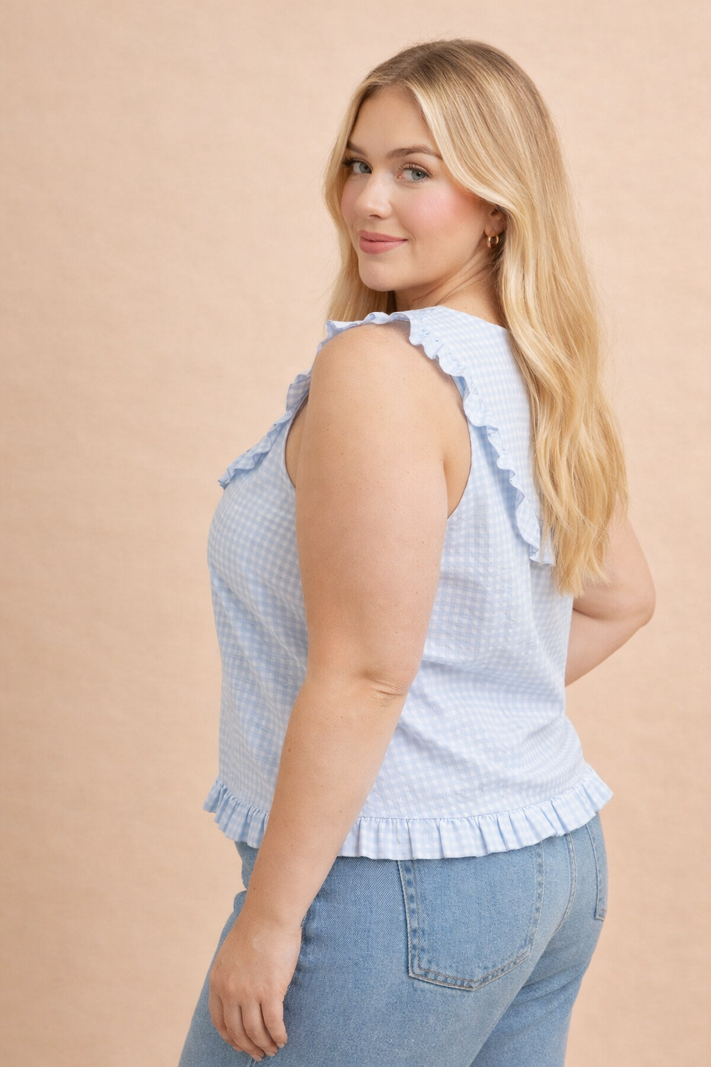 Roxie Ruffled Collar Gingham Blouse