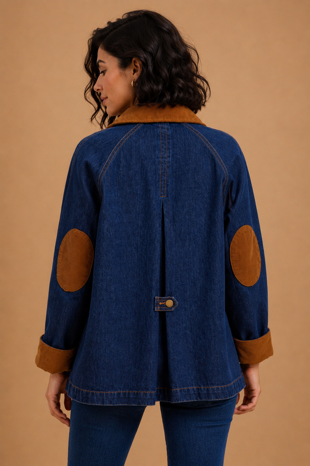 Freya Corduroy Hem Denim Barn Jacket