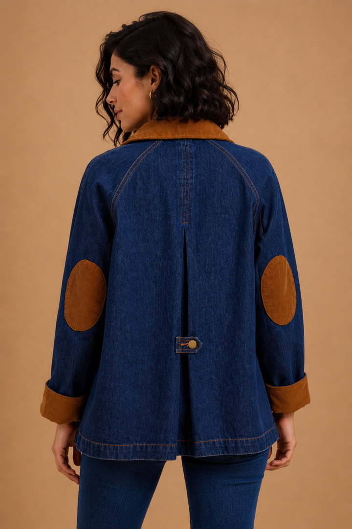 Freya Corduroy Hem Denim Barn Jacket
