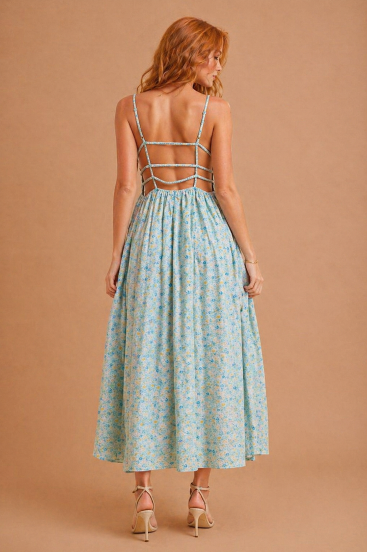 Naomi Floral Cross Back Cotton Maxi Dress