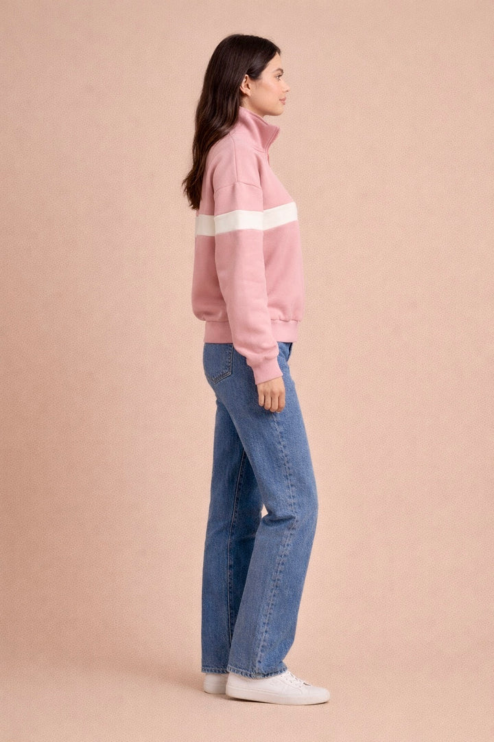 Paige Two Toned Half Zip Sweatshirt
