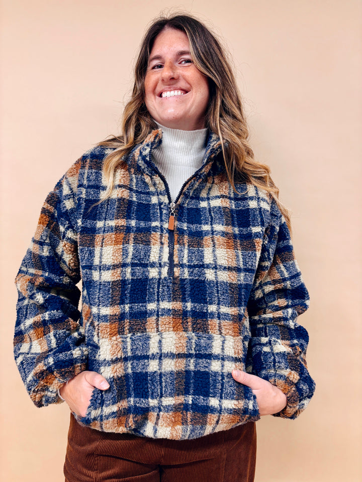 Ivy Quarter Zip Plaid Fleece Pullover