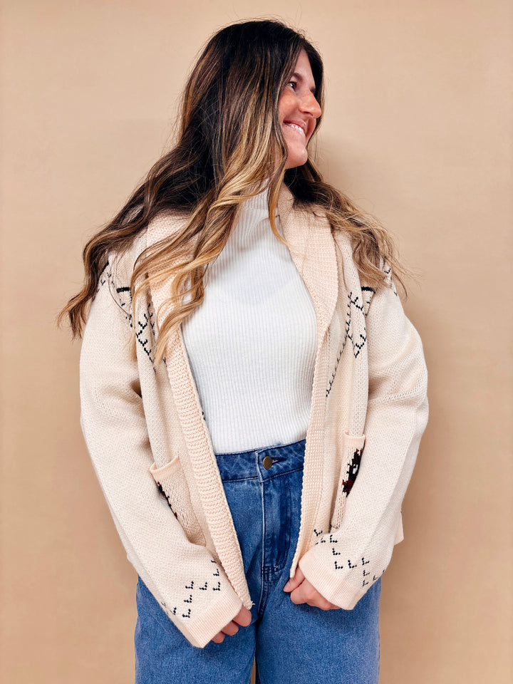 Dani Western Horse Print Cardigan Sweater