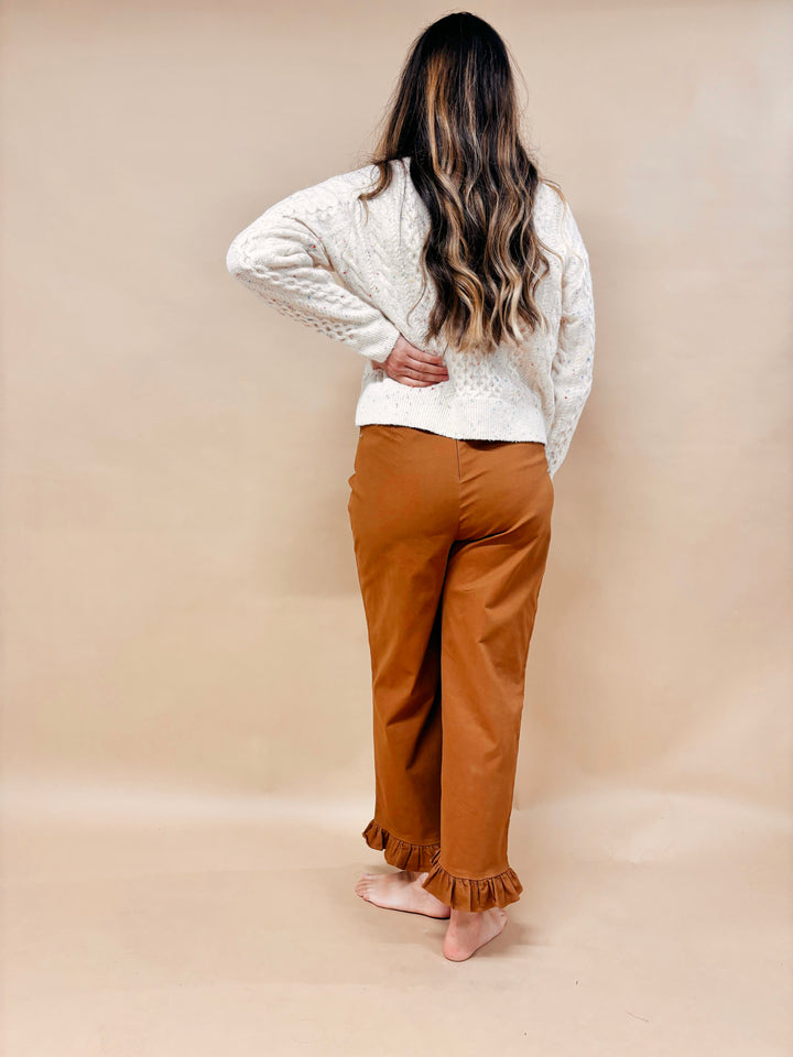 Natalie Ruffle Hem Twill Pant