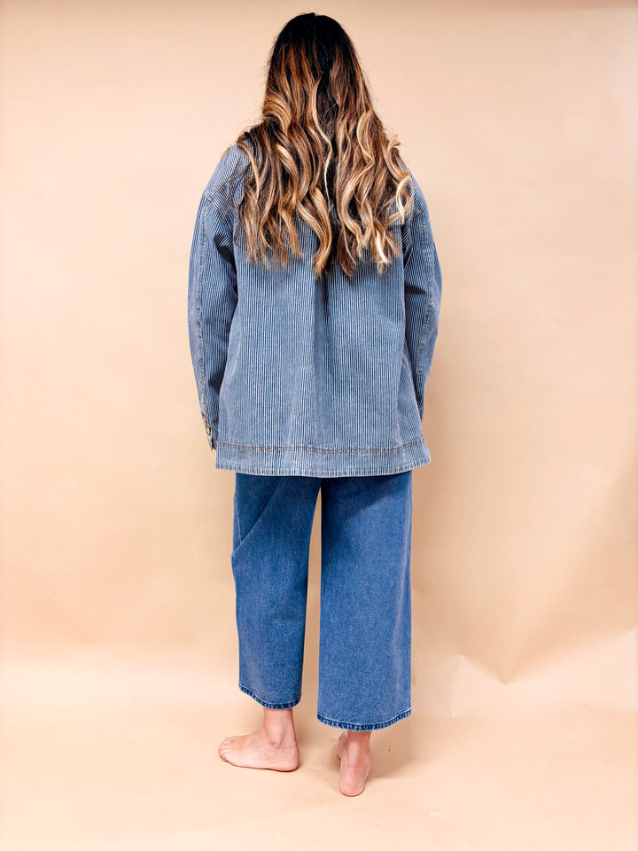 Mallory Striped Denim Barn Jacket