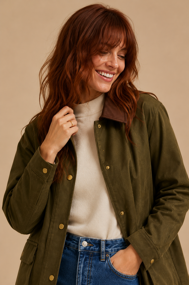 Jessa Button Down Faux Suede Barbour Jacket