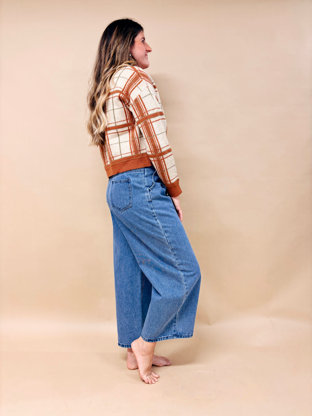 Bianca Plaid V-Neck Sweater