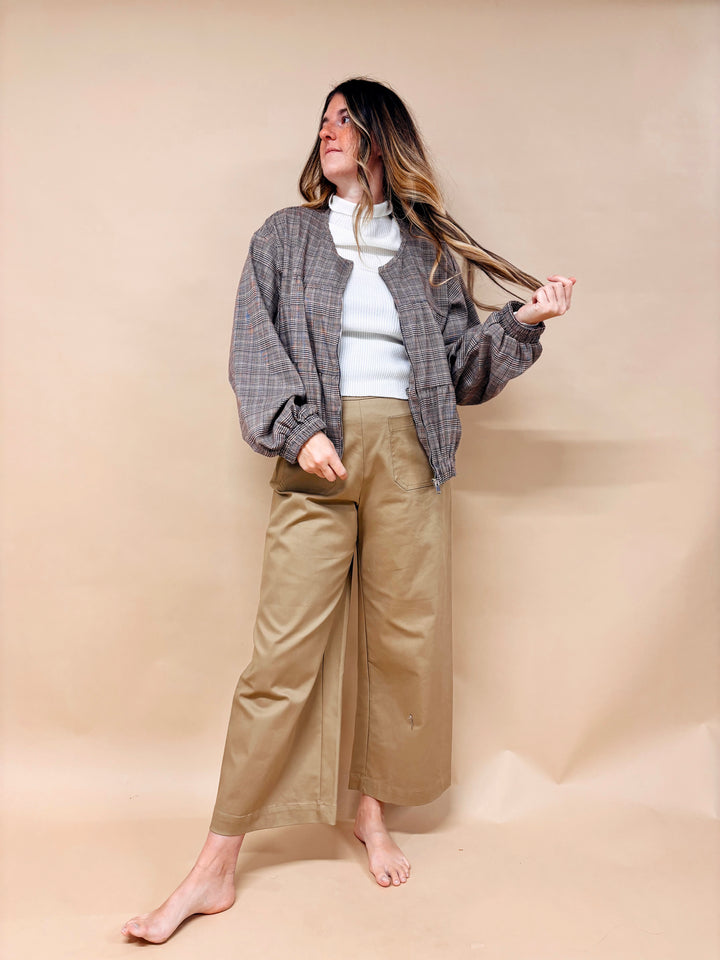 Isabelle Houndstooth Plaid Balloon Sleeve Jacket