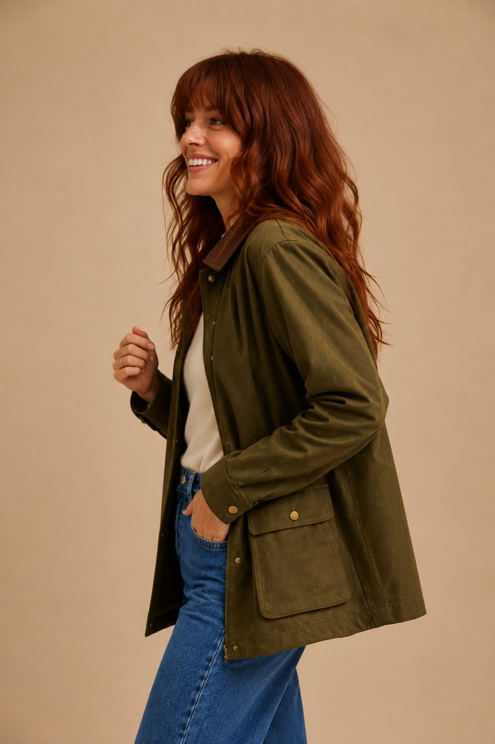 Jessa Button Down Faux Suede Barbour Jacket